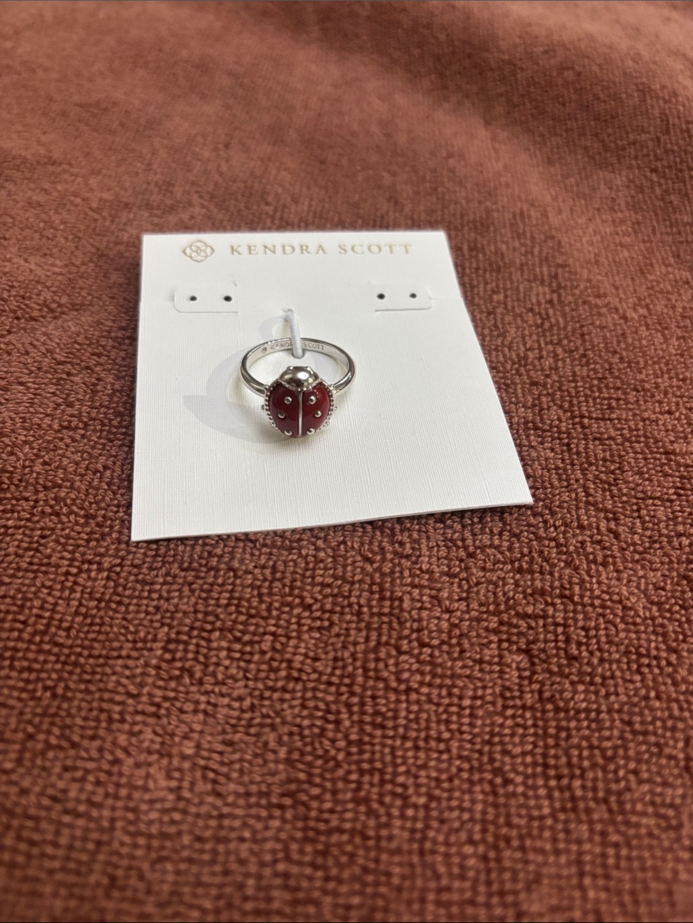 Kendra Scott Red Enamel Ladybug Ring in Sterling Tone